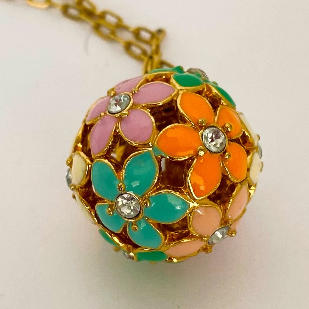 🛍️J.Crew Flower Ball Gold Necklace with Rhinestones